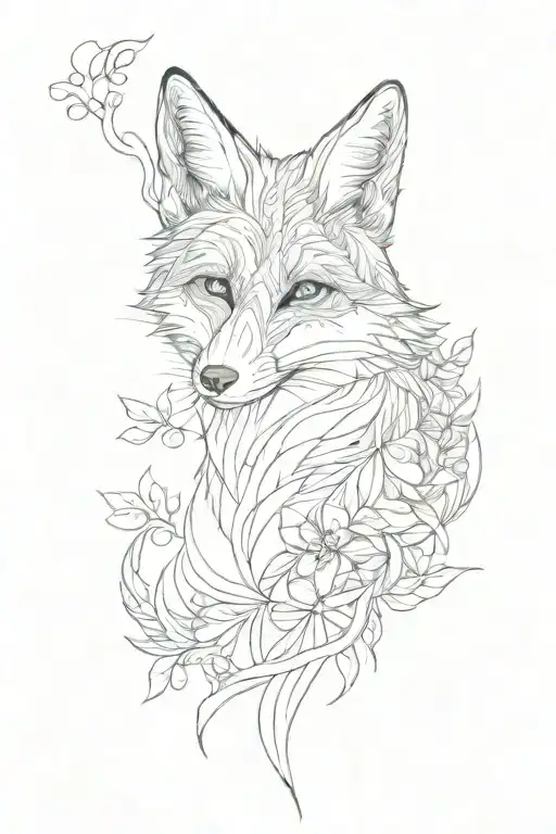 Tatto with a fox with the phrase "essential is invisible to the eye" tattoo design idea