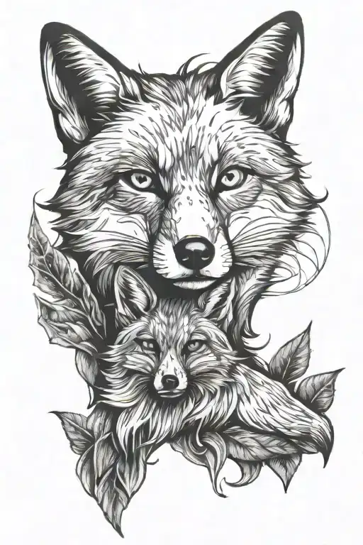 realistic Fox with the phrase "essential is invisible to the eye" tattoo design idea
