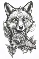 realistic Fox with the phrase "essential is invisible to the eye" tattoo design idea