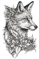 realistic Fox with the phrase "essential is invisible to the eye" tattoo design idea