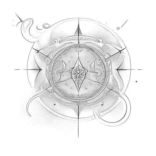 A celestial gateway with the client's name written in elegant script above it tattoo design idea