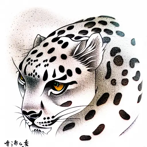 snow leopard tattoo design idea