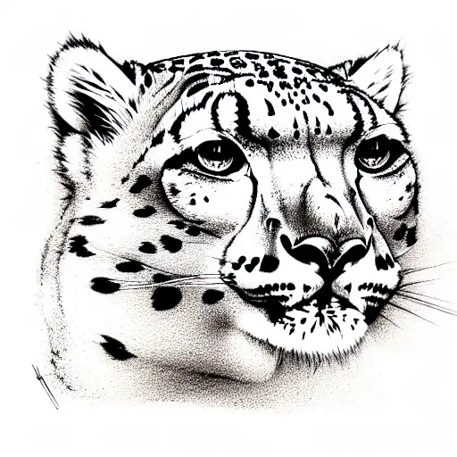 snow leopard tattoo design idea