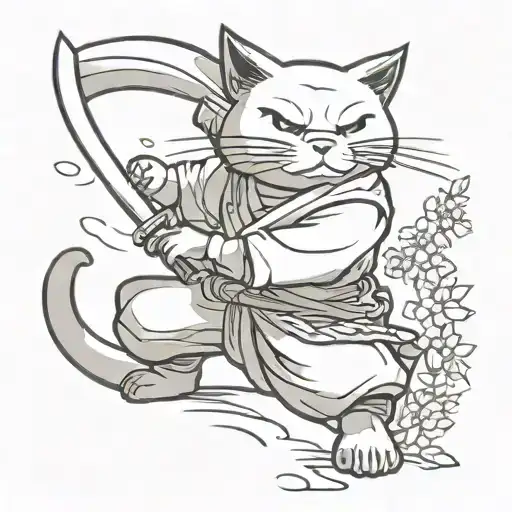 gato ninja tattoo design idea