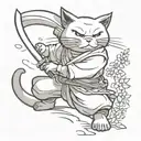 gato ninja tattoo design idea