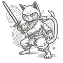 gato ninja tattoo design idea