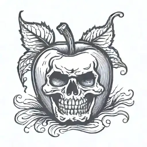 poison apple with bite taken tattoo design idea