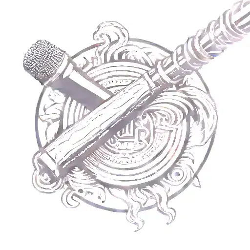 Circle with microphone inside tattoo design idea