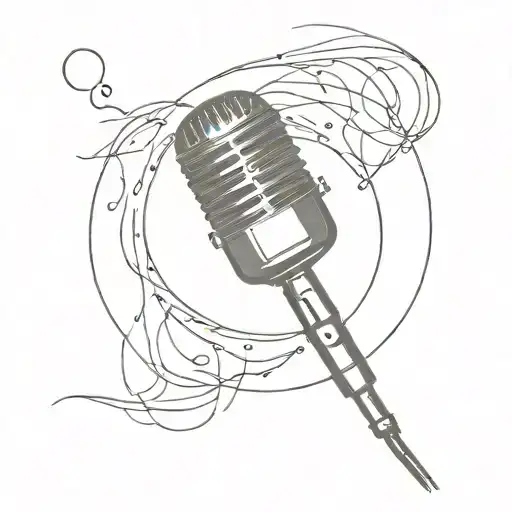 Circle with microphone inside tattoo design idea