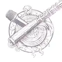 Circle with microphone inside tattoo design idea