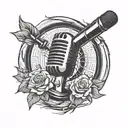 Circle with microphone inside tattoo design idea