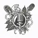 Circle with microphone inside tattoo design idea