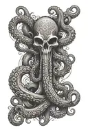 a trident with octopus tentacles wrapping around it tattoo design idea