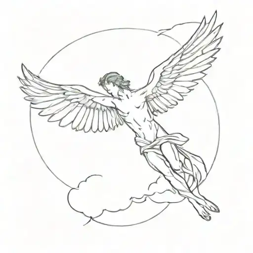 Icarus falling from the sky tattoo design idea