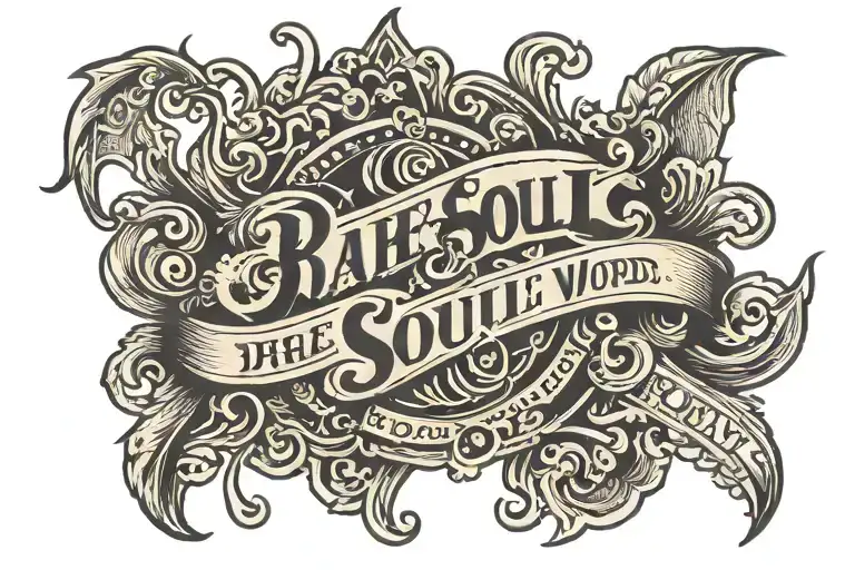 Rare soul word  tattoo design idea