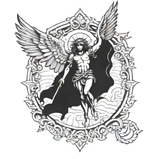 A modern interpretation of St Michael the Arch Angel  tattoo design idea