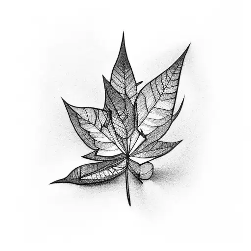 long pointy leaves tattoo design idea