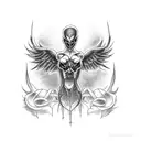 evil angel  tattoo design idea