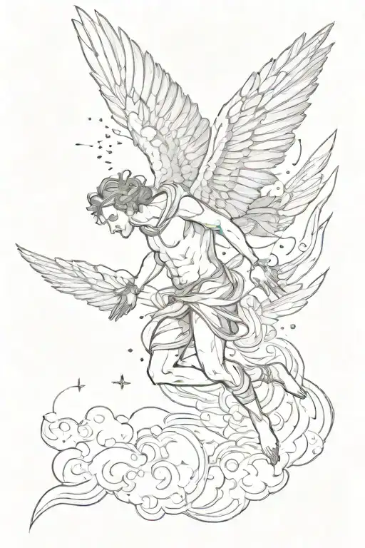 Icarus falling from the heavens tattoo design idea