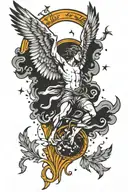 Icarus falling angel with feathers tattoo design idea
