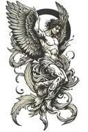 Icarus falling angel with feathers tattoo design idea