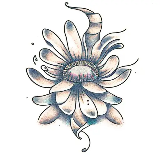 morning glory, aster flower, fingerprint tattoo design idea
