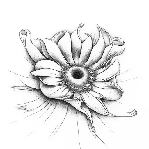 morning glory, aster flower, fingerprint tattoo design idea