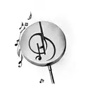 A black-grey tattoo of a microphone held by a tree branch with musical notes as leaves tattoo design idea