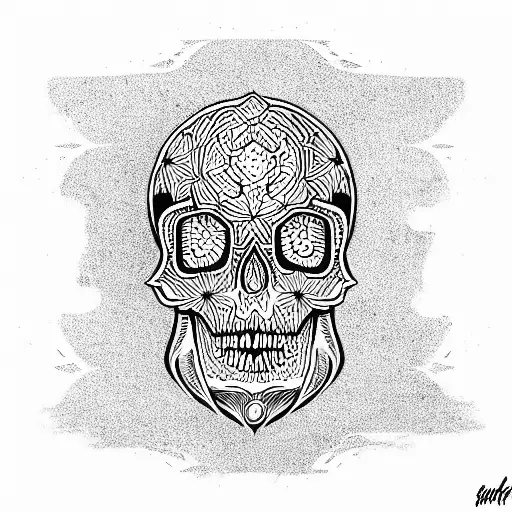 car and skull tattoo design idea