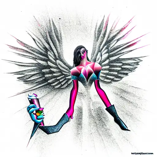 car angel tattoo design idea