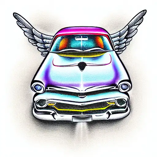 car angel tattoo design idea