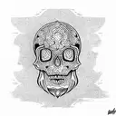 car and skull tattoo design idea