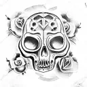 car and skull tattoo design idea