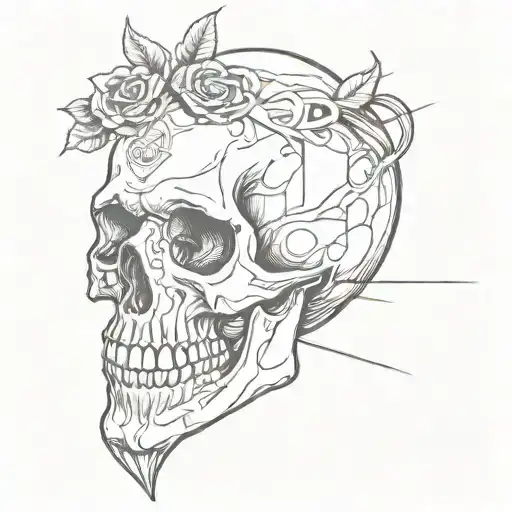 hand tattoo of skull with Sharikun in head  tattoo design idea