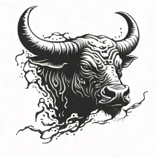 Incorporate lyrics from five finger death punch songs into a tattoo design depicting a Taurus bull in a fierce battle scene tattoo design idea
