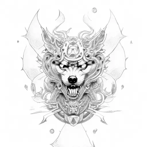 cerberus with 3 heads tattoo design idea