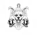 cerberus with 3 ferocious Rottweiler heads tattoo design idea
