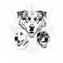 cerberus with 3 ferocious Rottweiler heads tattoo design idea