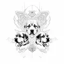 cerberus with 3 ferocious Rottweiler heads tattoo design idea