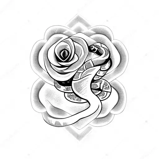 snake with a rose tattoo design idea