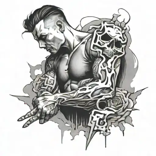 broken man tattoo design idea