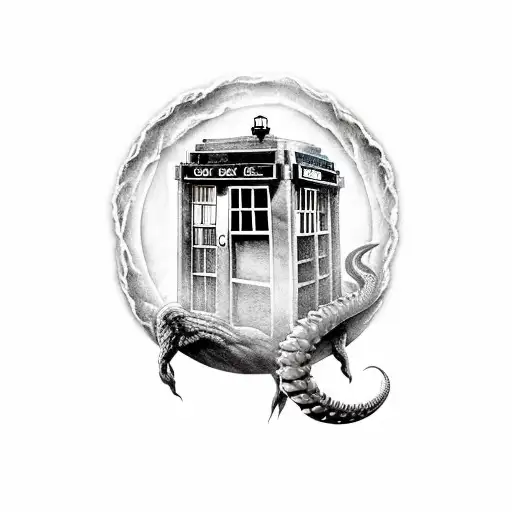 sjerlock holes, tardis, king arthur, michaelangelo, lone ranger, dragon, castle tattoo design idea