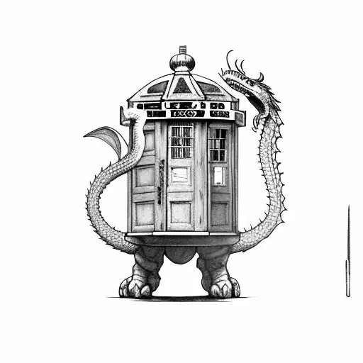 sjerlock holes, tardis, king arthur, michaelangelo, lone ranger, dragon, castle tattoo design idea