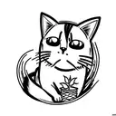 anime cat with plant tattoo design idea