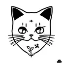 anime cat with plant tattoo design idea