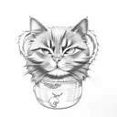 anime cat with ramen tattoo design idea