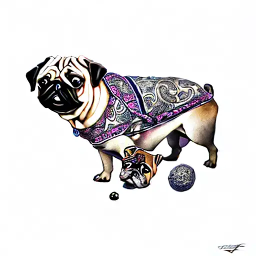 a pug dog tattoo design idea