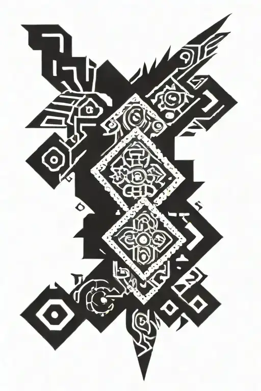 Aztec and tribal patterns tattoo design idea