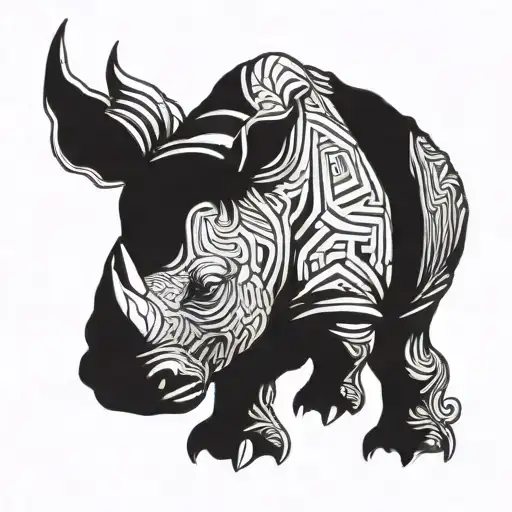 rhino god symbol tattoo design idea