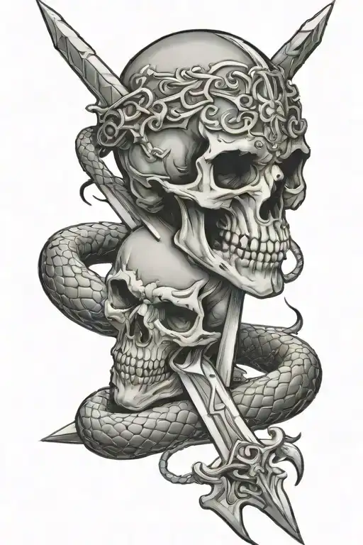 Skull, Sword, Snake tattoo design idea